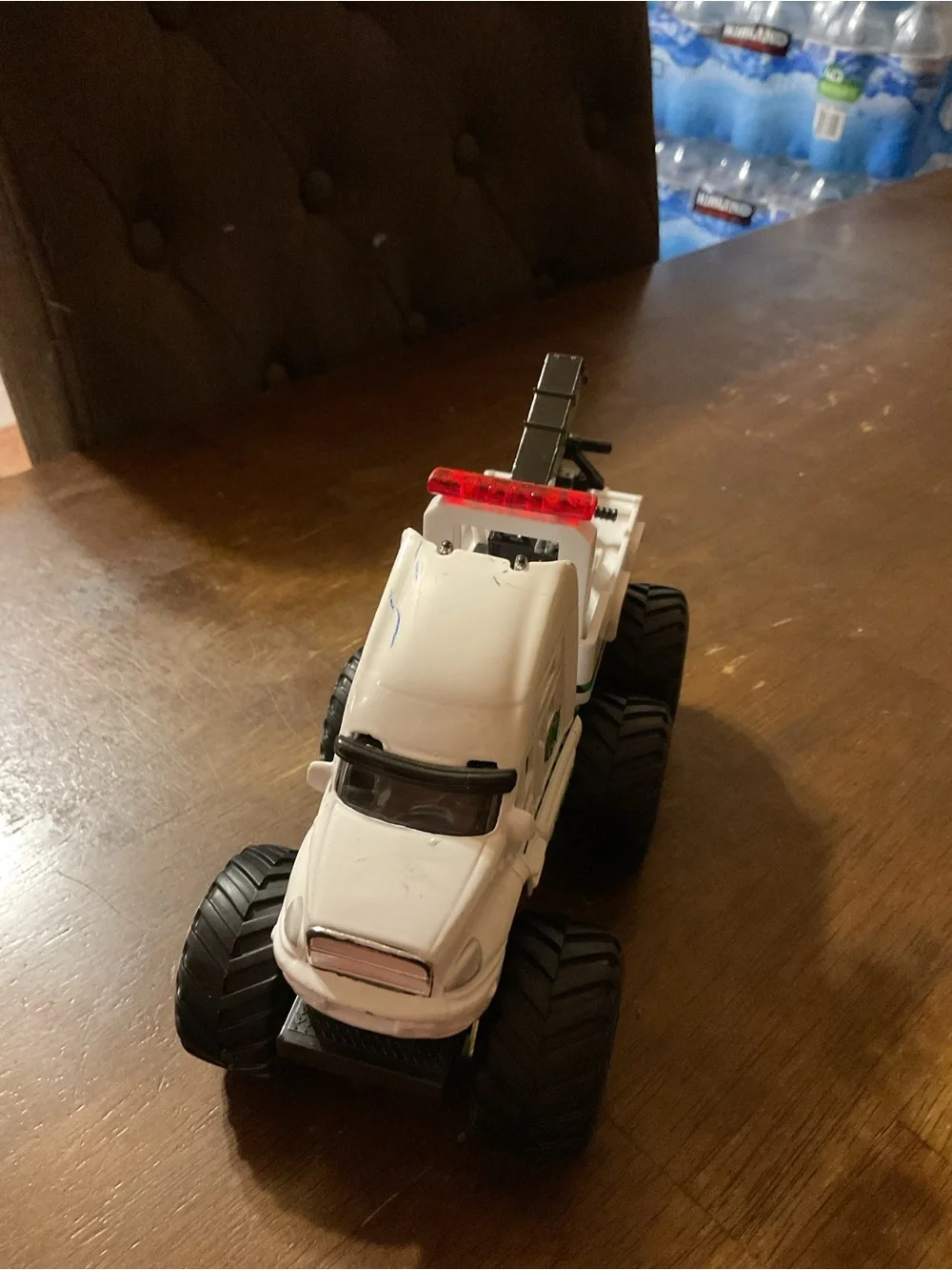 White Monster Truck Toy with Red Light Bar - Kids Off-Road Vehicle